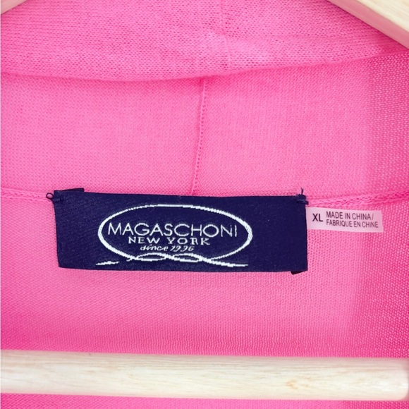 Magaschoni New York Pink Long Cardigan W/ Front Pockets Sz X-Large - Picture 2 of 5